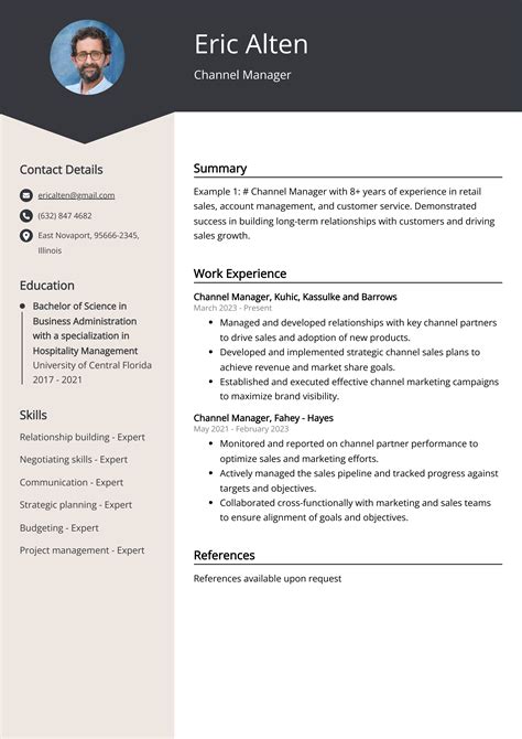 Channel Manager Resume Samples .